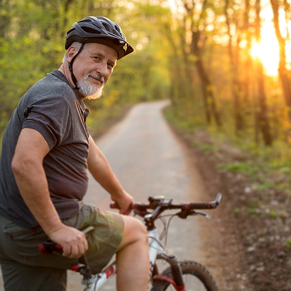 Senior Man On His Mountain Bike Outdoors