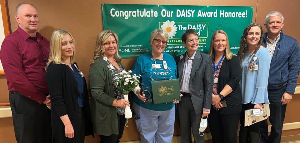 Hagestuen receives the Daisy Award for outstanding nursing care.