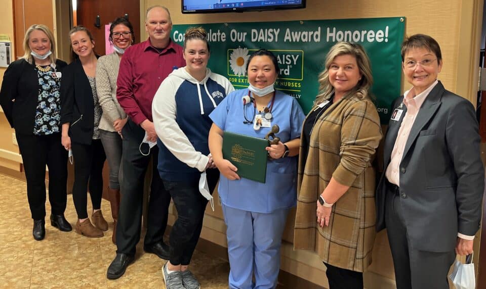 Jeenah Stern receives the Daisy Award for outstanding nursing care.