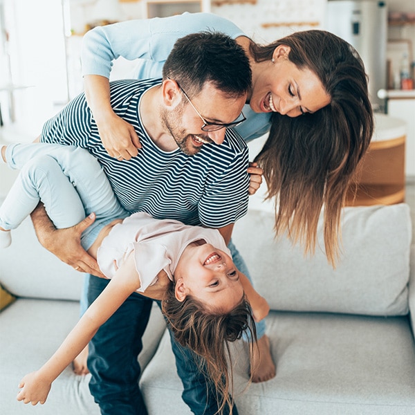 Young family enjoys an active lifestyle.