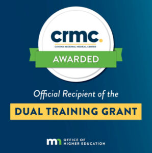 CRMC (Cuyuna Regional Medical Center) recognized as an official recipient of the Dual Training Grant by the Minnesota Office of Higher Education.