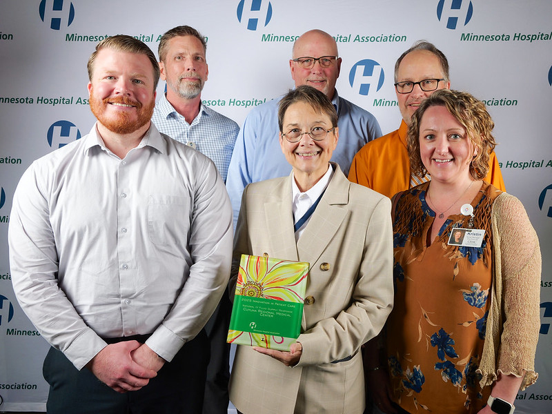 CRMC team accepting the Minnesota Hospital Association Innovation in Patient Care Award for overcoming the national IV fluid supply crisis.