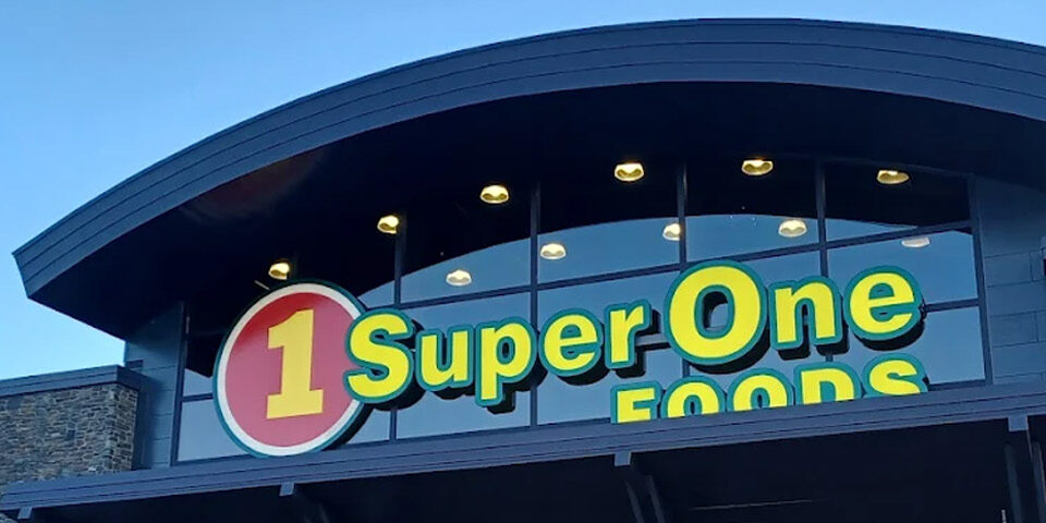 Super One Foods storefront sign, partner in the CRMC Foundation round-up campaign supporting the Courage Cabinet and local patients.